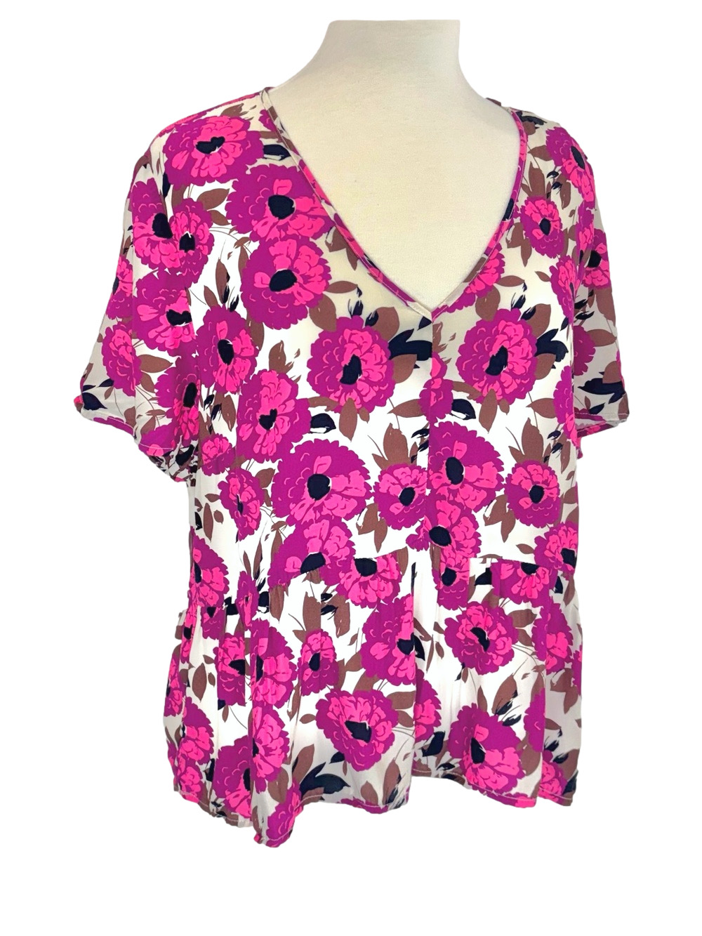 Frank and Oak magenta floral blouse